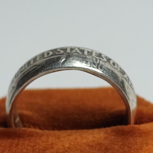 1964 Quarter Dollar Coin Ring Size 8 90% Silver Handmade Ring Tested USA Vintage - Picture 12 of 16